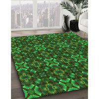 Patterned Dark Forest Green Rug, pat1498grn