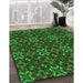 Machine Washable Transitional Dark Forest Green Rug in a Family Room, wshpat1498grn