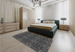 Patterned Silver Gray Rug in a Bedroom, pat1498gry