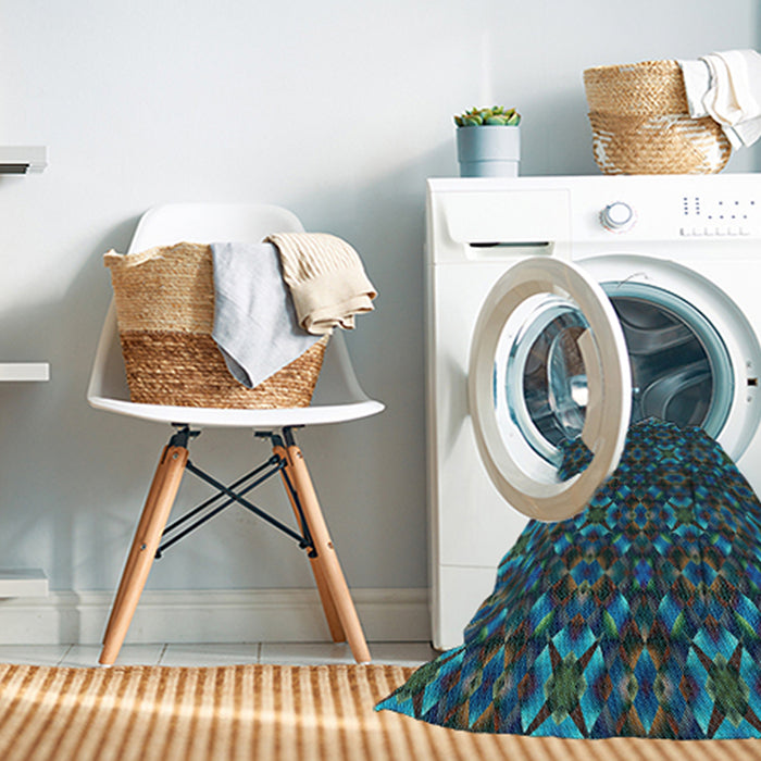 Machine Washable Transitional Light Sea Green Rug in a Washing Machine, wshpat1498lblu