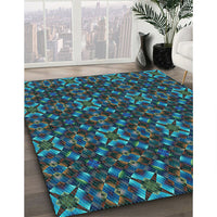 Patterned Light Sea Green Rug, pat1498lblu