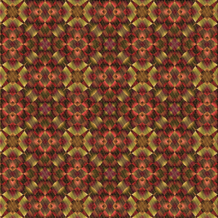 Round Patterned Saffron Red Rug, pat1498org