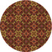 Square Patterned Saffron Red Rug, pat1498org