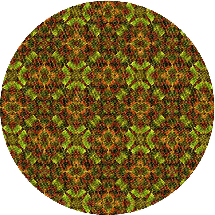 Square Patterned Dark Yellow Green Rug, pat1498yw