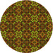 Square Patterned Dark Yellow Green Rug, pat1498yw