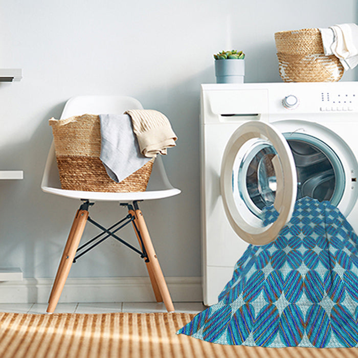 Machine Washable Transitional Blue Rug in a Washing Machine, wshpat1499lblu