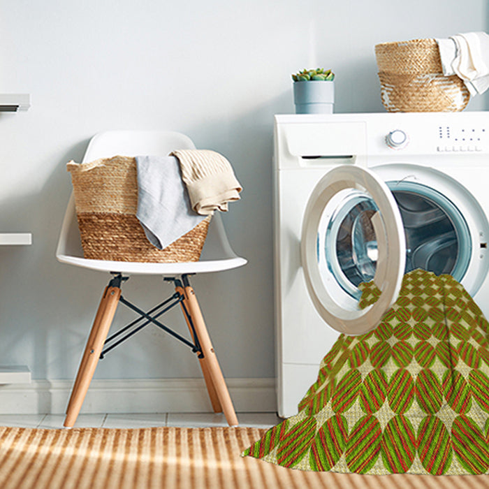Machine Washable Transitional Green Rug in a Washing Machine, wshpat1499yw