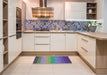 Patterned Purple Modern Rug in a Kitchen, pat149