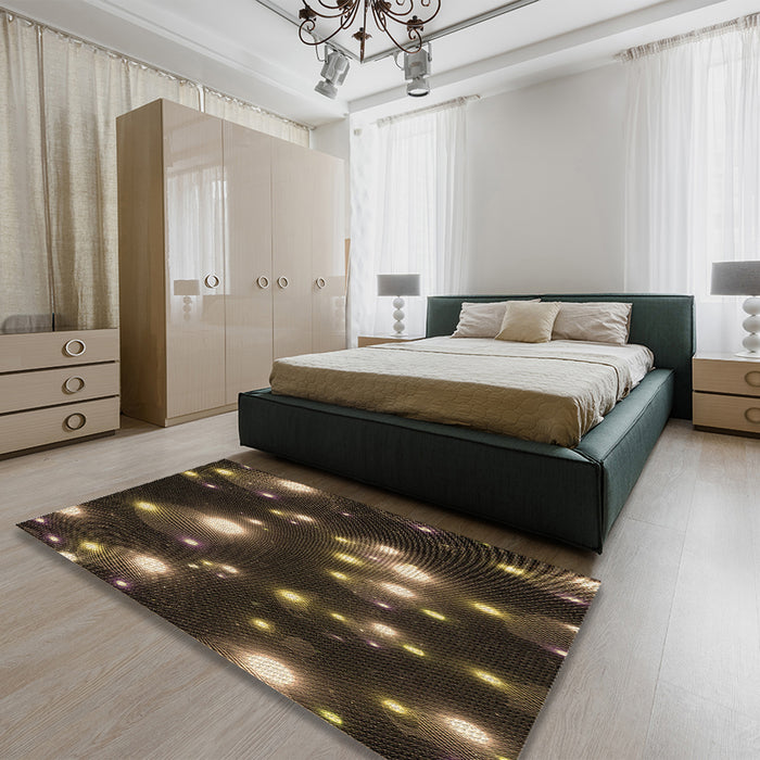 Round Machine Washable Transitional Brown Rug in a Office, wshpat15brn