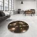 Round Patterned Brown Rug in a Office, pat15brn