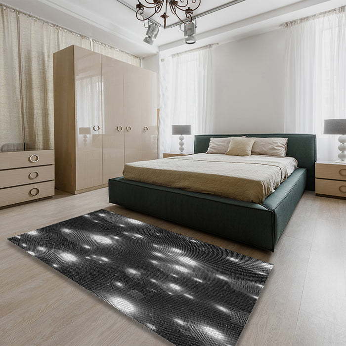 Round Machine Washable Transitional Smokey Gray Rug in a Office, wshpat15gry