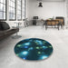 Round Patterned Deep Teal Green Rug in a Office, pat15lblu