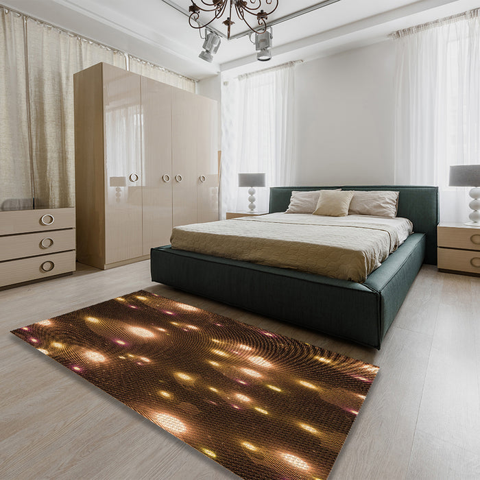 Round Machine Washable Transitional Red Rug in a Office, wshpat15org