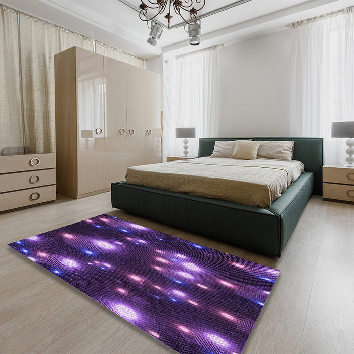 Round Machine Washable Transitional Dark Orchid Purple Rug in a Office, wshpat15pur