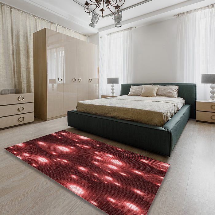 Round Machine Washable Transitional Red Rug in a Office, wshpat15rd