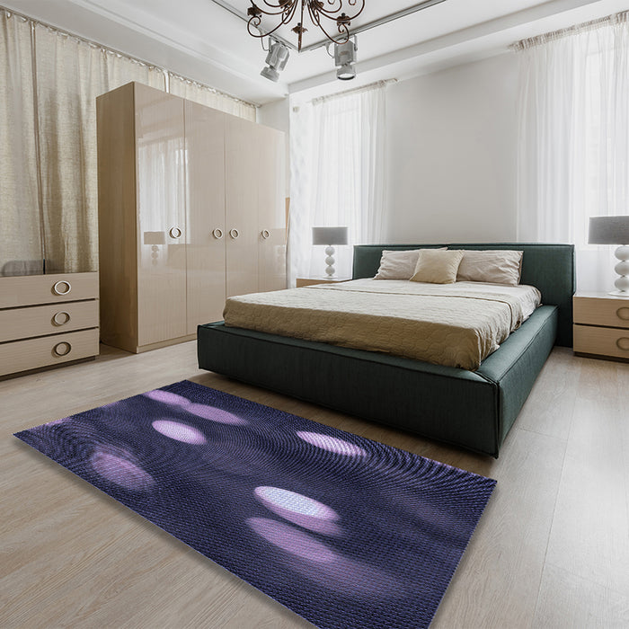 Patterned Night Blue Rug in a Bedroom, pat150blu