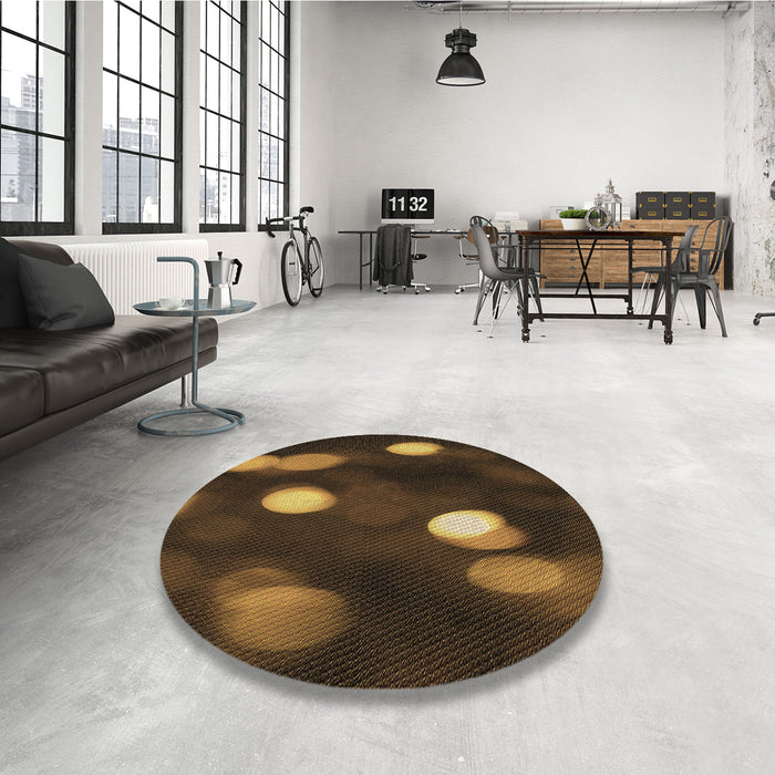 Round Patterned Saddle Brown Rug in a Office, pat150brn