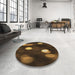 Round Patterned Saddle Brown Rug in a Office, pat150brn
