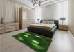 Patterned Dark Forest Green Rug in a Bedroom, pat150grn