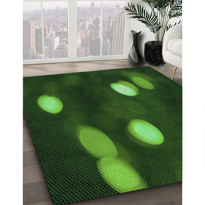 Patterned Dark Forest Green Rug in Family Room, pat150grn