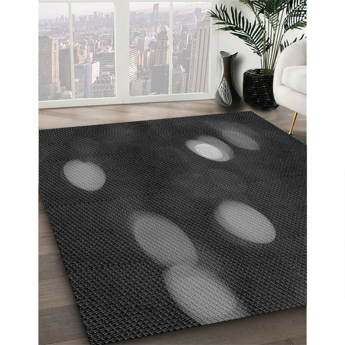 Patterned Midnight Gray Rug in Family Room, pat150gry