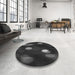 Round Patterned Midnight Gray Rug in a Office, pat150gry