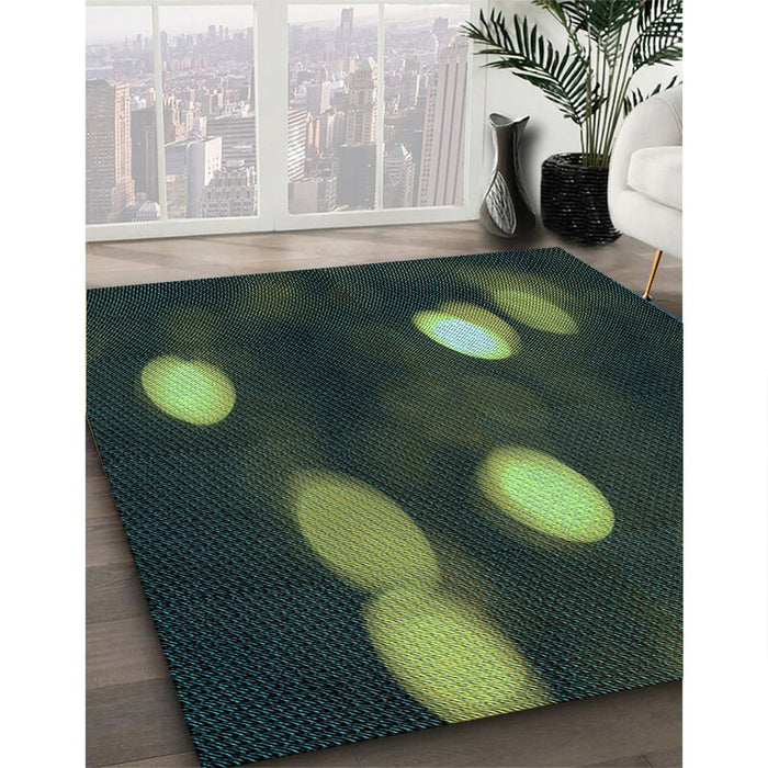 Patterned Midnight Gray Rug in Family Room, pat150lblu