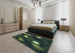 Patterned Midnight Gray Rug in a Bedroom, pat150lblu