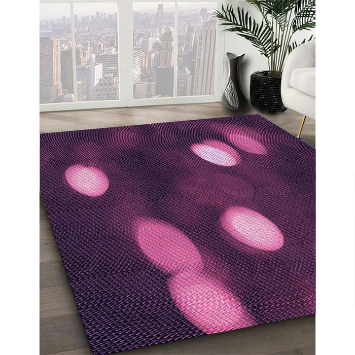 Patterned Purple Lily Purple Rug in Family Room, pat150pur