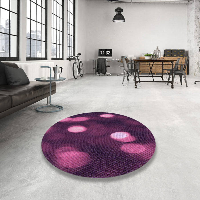 Round Patterned Purple Lily Purple Rug in a Office, pat150pur