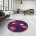 Round Patterned Purple Lily Purple Rug in a Office, pat150pur