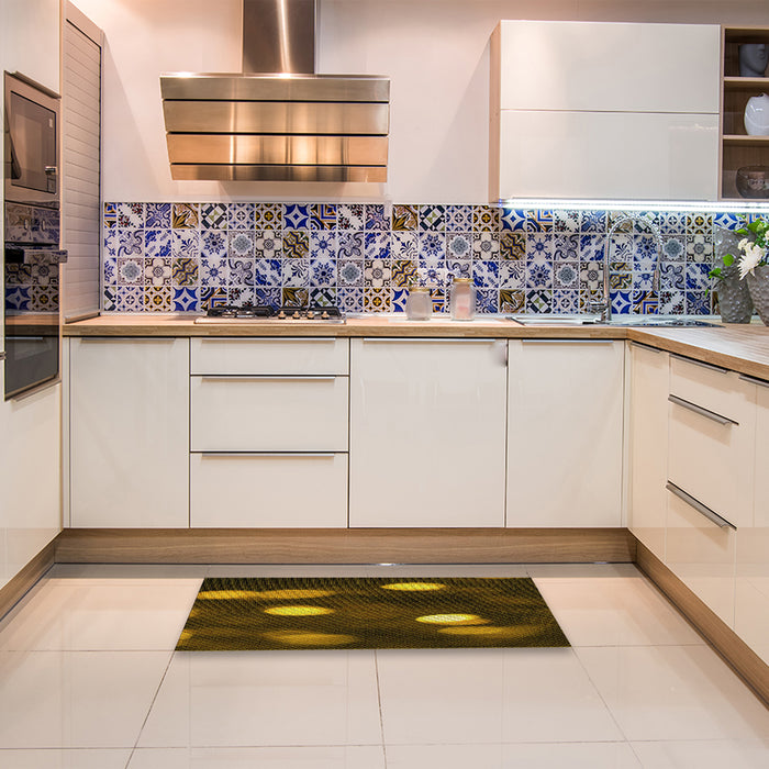 Patterned Black Brown Rug in a Kitchen, pat150yw