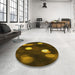 Round Patterned Black Brown Rug in a Office, pat150yw