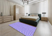 Patterned Light Slate Blue Rug in a Bedroom, pat1500pur