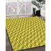 Patterned Yellow Rug in Family Room, pat1500yw