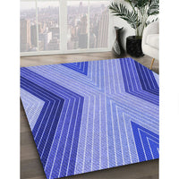 Patterned Denim Blue Rug, pat1501blu