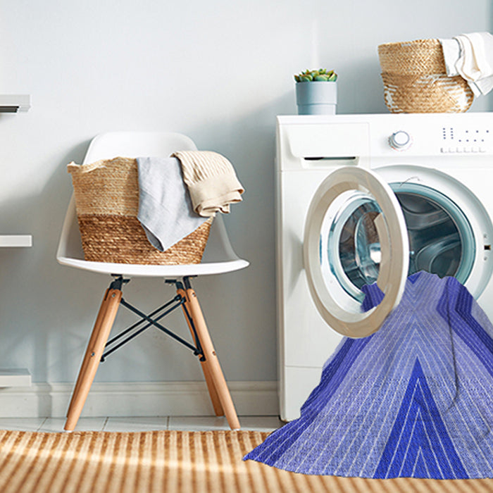 Machine Washable Transitional Denim Blue Rug in a Washing Machine, wshpat1501blu