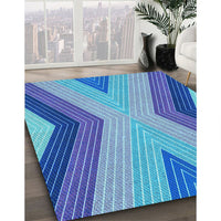 Patterned Ocean Blue Rug, pat1501lblu