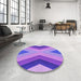 Round Patterned Purple Plum Purple Rug in a Office, pat1501pur