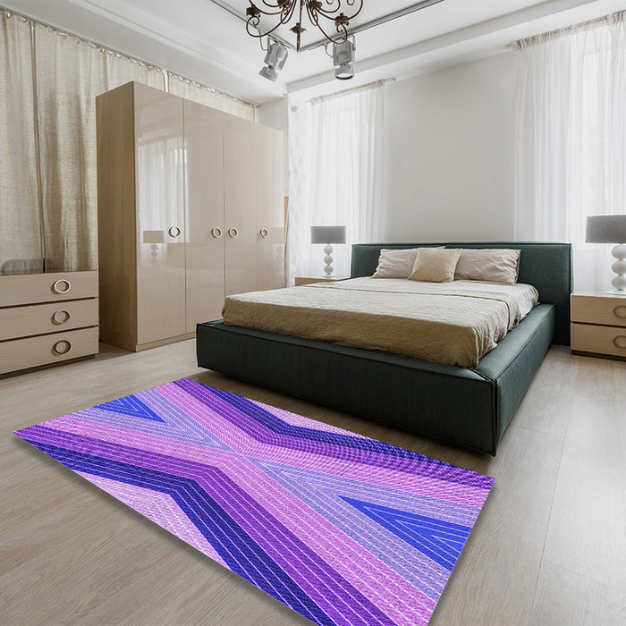 Patterned Purple Plum Purple Rug in a Bedroom, pat1501pur