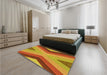 Patterned Red Rug in a Bedroom, pat1501yw