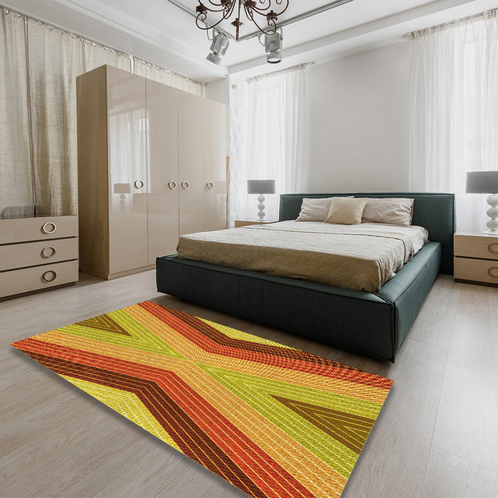 Patterned Red Rug in a Bedroom, pat1501yw