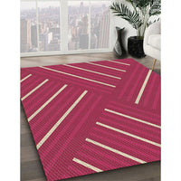 Patterned Crimson Red Rug, pat1502brn