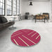 Round Patterned Crimson Red Rug in a Office, pat1502brn