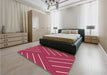 Patterned Crimson Red Rug in a Bedroom, pat1502brn