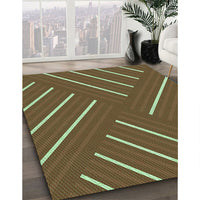 Patterned Dark Bronze Brown Rug, pat1502grn