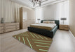 Patterned Dark Bronze Brown Rug in a Bedroom, pat1502grn