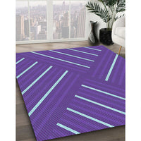 Patterned Medium Slate Blue Rug, pat1502lblu