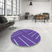 Round Patterned Medium Slate Blue Rug in a Office, pat1502lblu