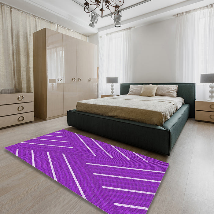 Round Machine Washable Transitional Neon Purple Rug in a Office, wshpat1502pur